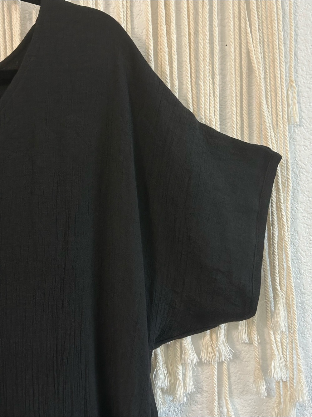 WHITE AMBER Australia Bamboo Cotton Black Flowing Midi Dress - Picture 5 of 13
